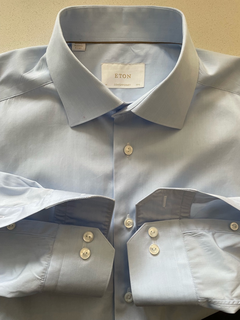 ETON - all cotton pale blue dress shirt Size 42 (16.5”neck)